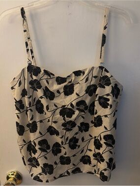GAP Cream Camisole with Black Floral Print